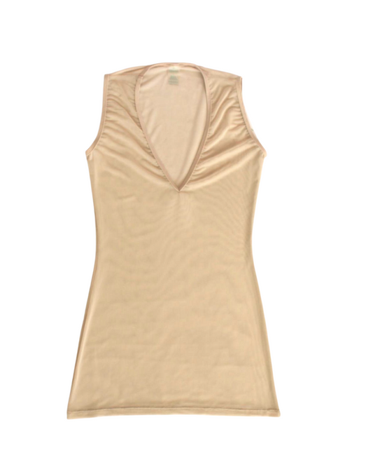 Vestido mesh corto nude